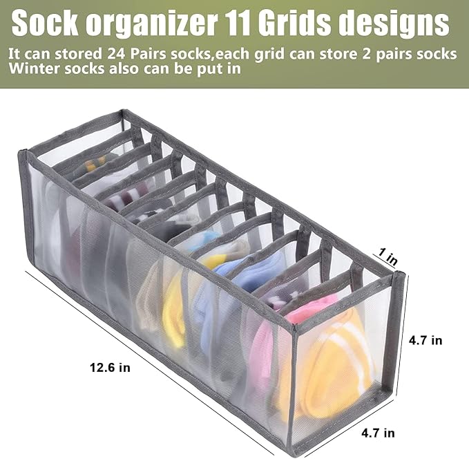 TOOVREN Socks Organizer 2 Pack, sock drawer organizer, sock drawer organizer - Image 4
