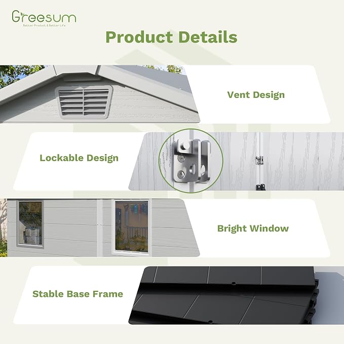 Greesum 6x8FT Plastic Outdoor Storage Shed - Image 4