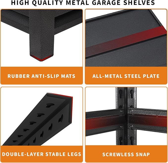 72"H Garage Shelving Units Storage Metal Shelves 2200LBS Heavy Duty Shelving 5 - Image 6