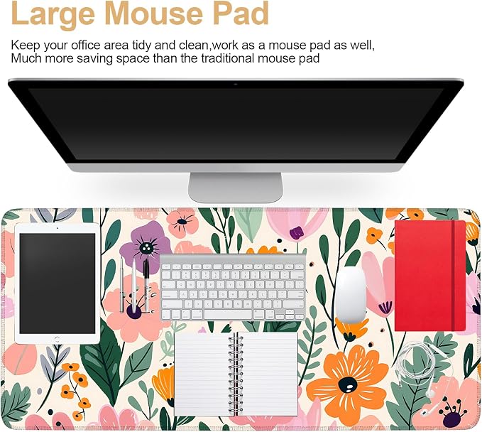 Large Mouse Pad, Floral Garden Desk Mat, Extended Gaming Mouse Pad - Image 4