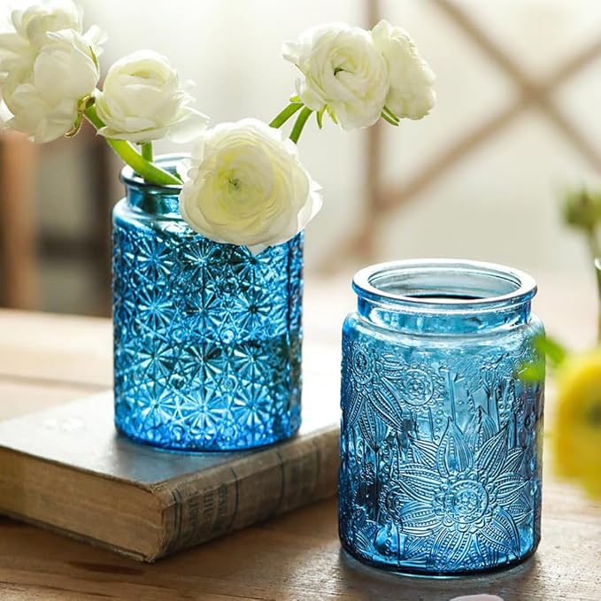 ANSQU Blue Glass Jar, 23.7 FL OZ Vintage Glass Canister - Image 4
