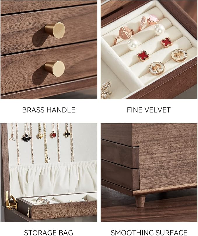 CHOSIN Wooden Jewelry Box, 3 Layer Large Jewelry Organizer - Image 3