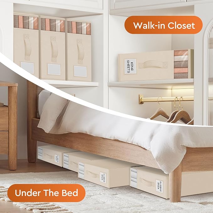 8 Pack Bed Sheet Closet Organizers and Storage, Sturdy Foldable Storage - Image 6
