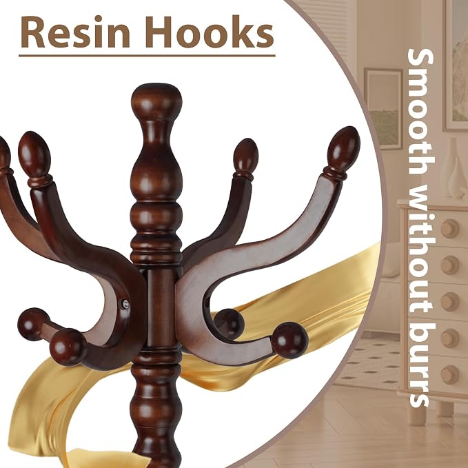 Solid Wooden Coat Rack Stand, Coat Racks Freestanding - Image 3