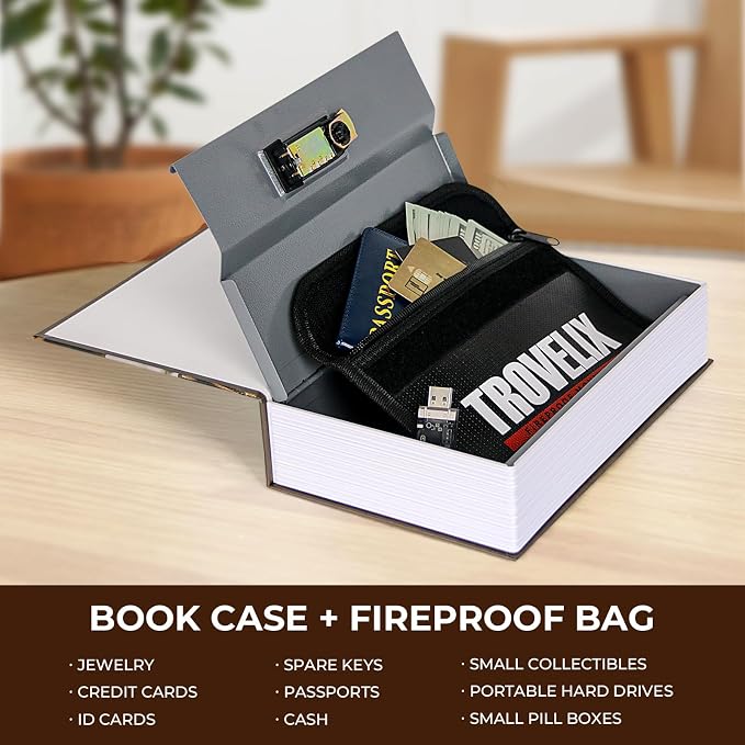 Book Safe with Combination Lock, Hidden Safe with Fireproof Bag, Secret - Image 3