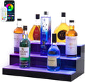 Led Lighted Liquor Bottle Display Shelf, 20 Inch 3 Tier Whiskey Rack, Support by LEEKIMID