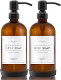 Vine Creations Amber Glass Soap Dispenser, 2 Pack Kitchen Soap Dispenser Set by VineCreations