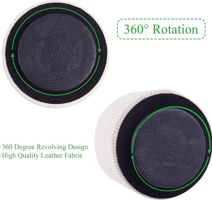 Round Leather Art Supply Organizer, Remote Control Holder, 360 Degree Spinning - Image 4
