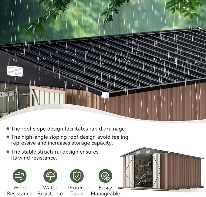 Aoxun 10 x 8FT Outdoor Storage Shed - Image 4