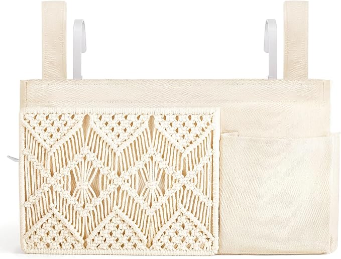 Mkono Bedside Caddy Hanging Organizer, Boho Macrame Storage by Mkono
