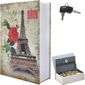 Paris Book Safe Box with Combination Lock, Diversion Safe Vintage Faux Book by FOWSEEK