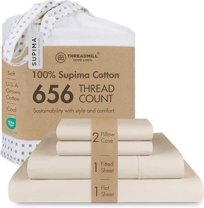 Threadmill California King Sheet Sets |Certified American Supima Cotton Sheets by ThreadmillHomeLinen