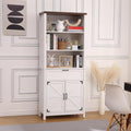 GarveeHome Bookshelf with Doors, 6-Tire Farmhouse Storage Cabinet Bookcase by GarveeHome