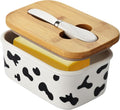 Large Butter Dish with Lid for Countertop, Cow Ceramic Butter Container with by BUYNEED