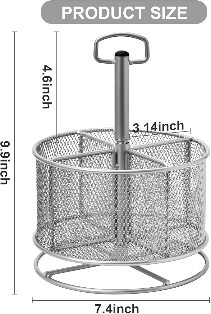 Marbrasse Mesh Desk Organizer, 360-Degree Rotating Multi-Functional Pen Holder - Image 5