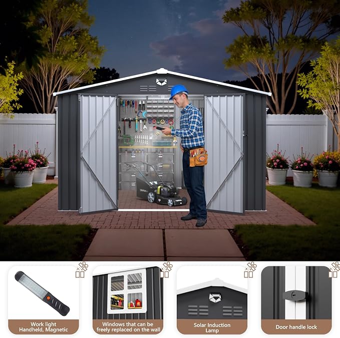 10x8 FT Outdoor Storage Shed, Metal Garden Shed - Image 2