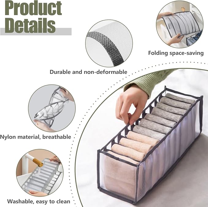 TOOVREN Socks Organizer 2 Pack, sock drawer organizer, sock drawer organizer - Image 6