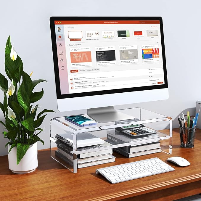 Acrylic Monitor Stand, 2 Tiers Clear Monitor Riser Computer Stand - Image 6