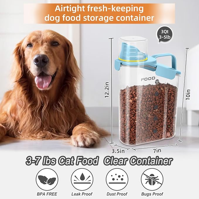 2Pack Cat Dog Food Storage Container Upgraded Large Nozzle BPA-free, 3-5 LBS - Image 3