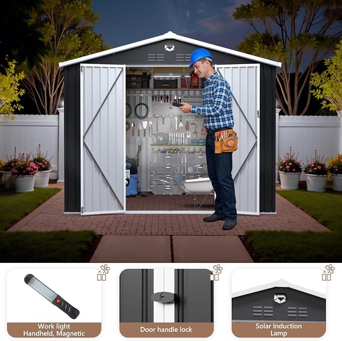 10x8 FT Outdoor Storage Shed, Metal Garden Shed - Image 2