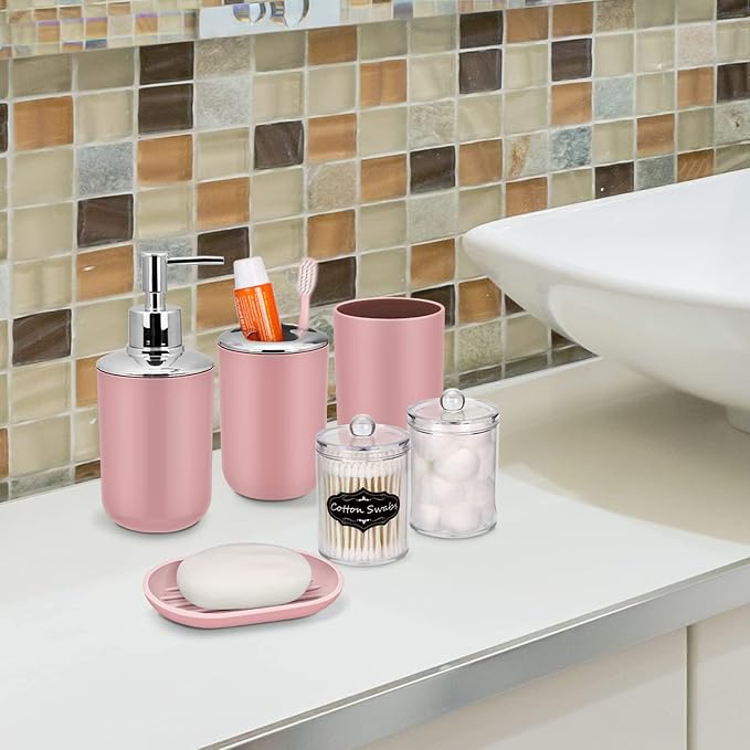 IMAVO Bathroom Accessories Set, 9 Pieces Bathroom Accessory Set, Qtip Holders - Image 7