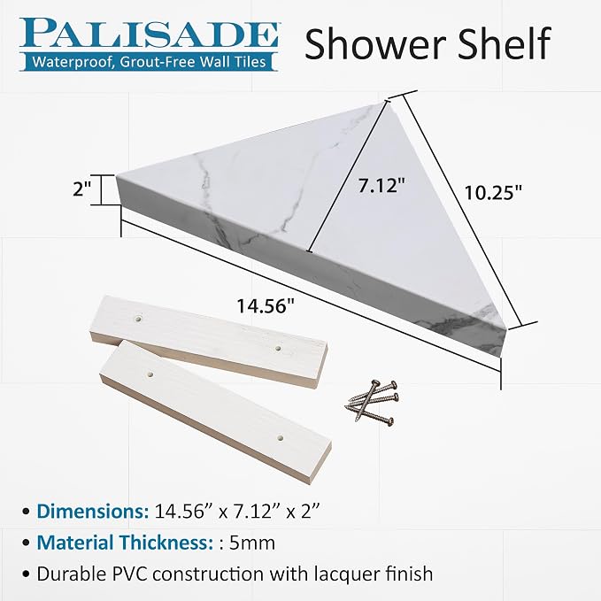 Palisade Vinyl Waterproof Corner Shower Shelf in Wintry Mix - Image 3