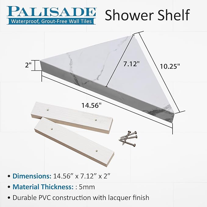 Palisade Vinyl Waterproof Corner Shower Shelf in Black Ice - Image 3