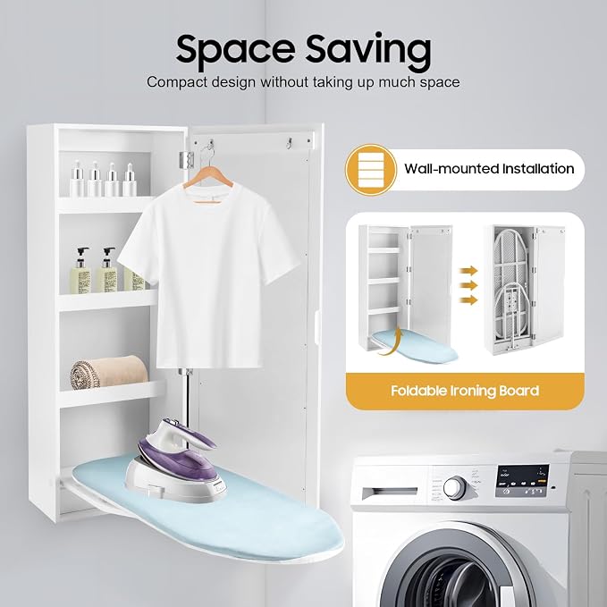 Wall Mounted Ironing Board Cabinet, Swiveling Ironing Board - Image 3