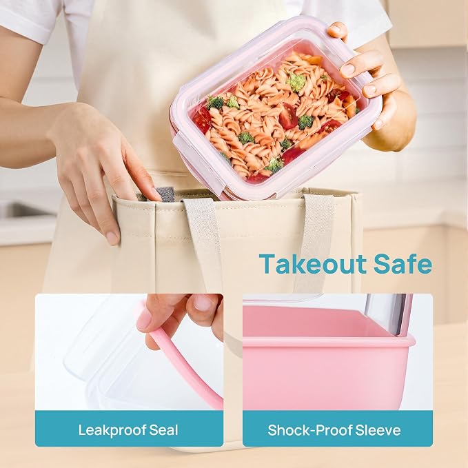 Vtopmart 5 Pack 28oz Glass Food Storage Containers Set - Image 5