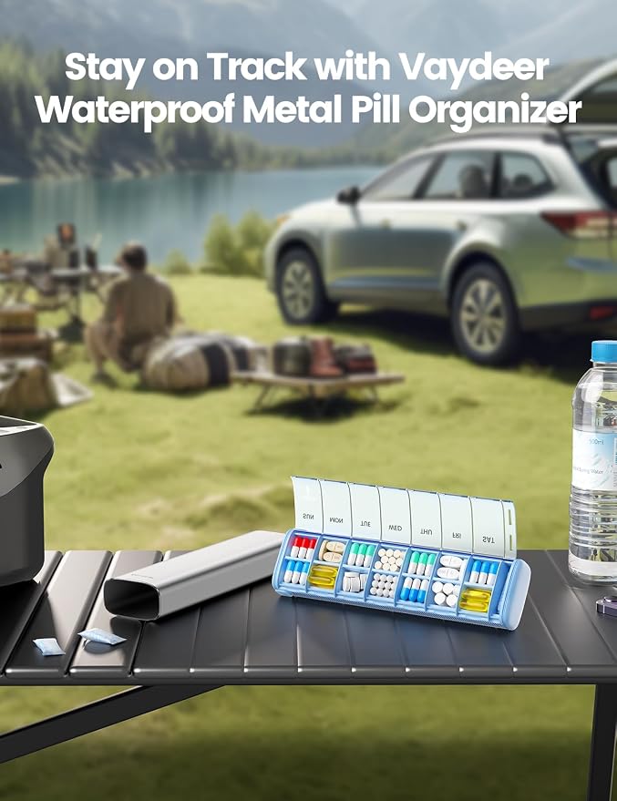 VAYDEER Metal Weekly Pill Organizer – Moisture-Proof Travel Pill Organizer - Image 5
