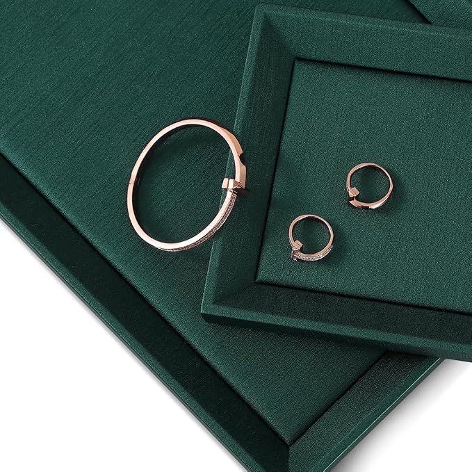 Flat Tray For Jewelry, Leather Tray, Premium Green Jewelry Tray, Stackable - Image 8