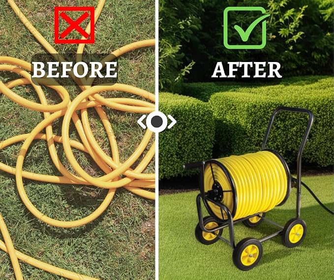 Garden Hose Reel Cart, Heavy Duty Steel Reel - Image 3