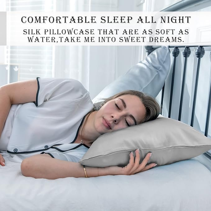 Silk Pillowcase for Hair and Skin, Breathable and Sliky 100% Silk Pillowcases - Image 6