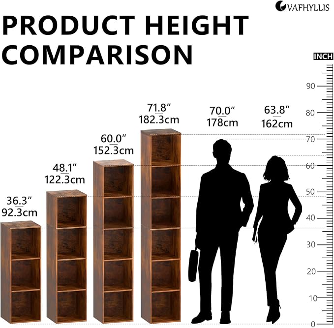 5 Cube Storage Organizer, 5 Tier Vertical Cube Bookcase Freestanding Storage - Image 3