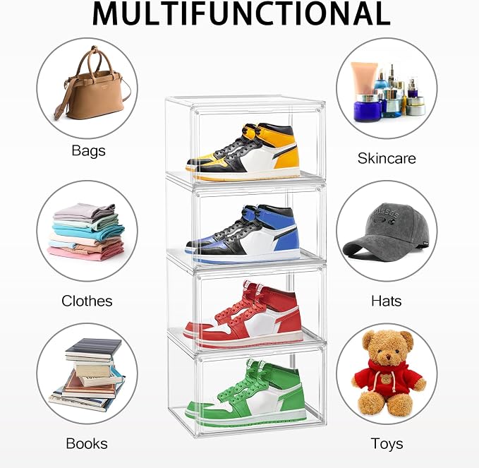 Acrylic Shoe Boxes Stackable, 12 Pack Shoe Display Cases Clear Plastic Shoe - Image 5
