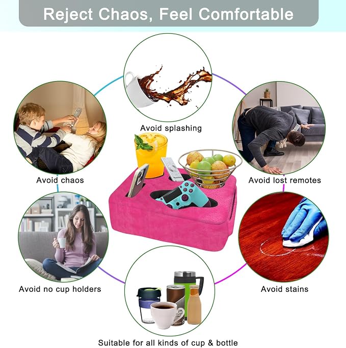 Couch Bed Cup Holder Pillow, Nisdoing 5 Hole Couch Drink Holder! Keep Drinks - Image 6
