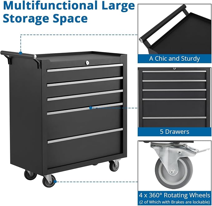 5-Drawer Rolling Tool Chest - Image 5