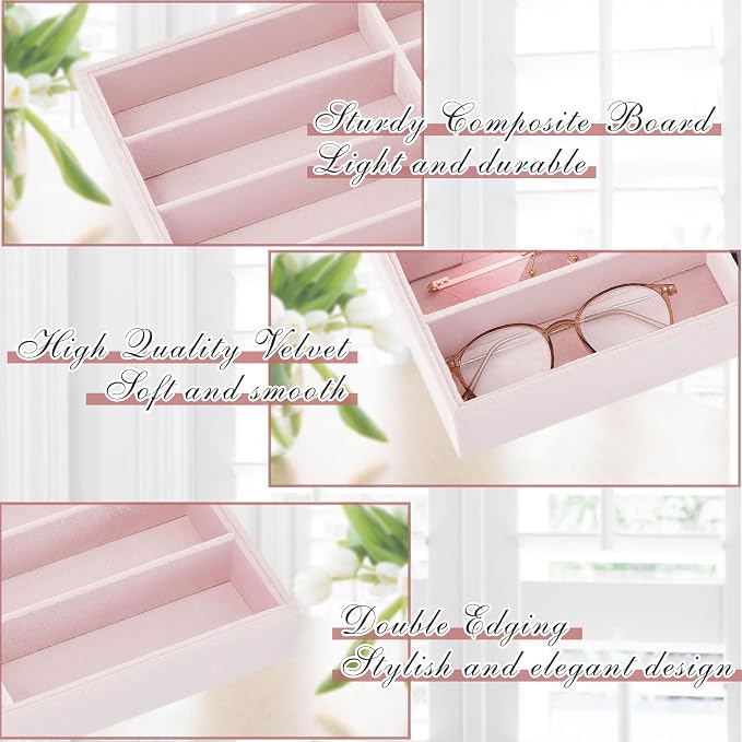 Amylove 2 Pcs Sunglass Organizer Trays Glasses Stackable Jewelry Trays Sunglass - Image 3
