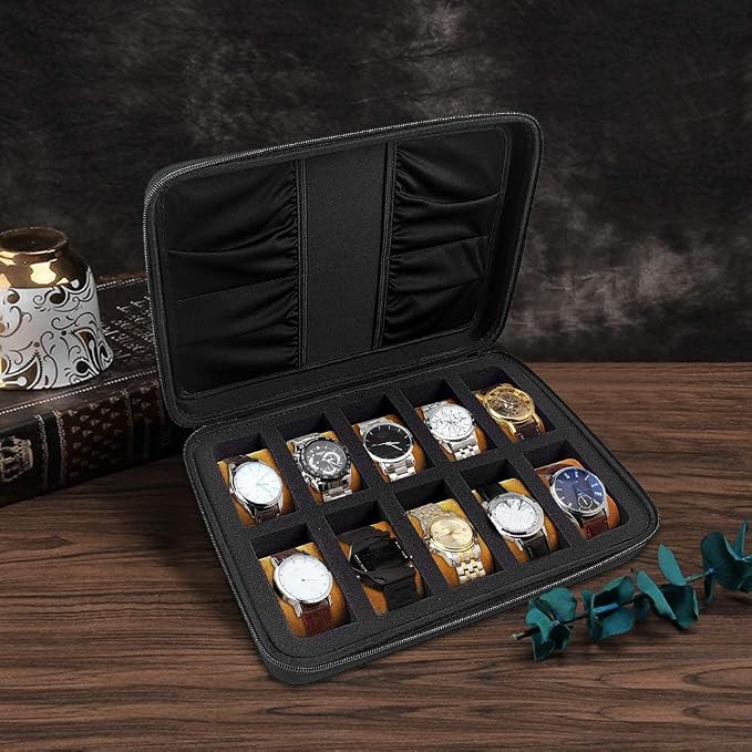 Comecase 10 Slots Watch Box Organizer/Men Watch Display Storage Case Fits All - Image 6
