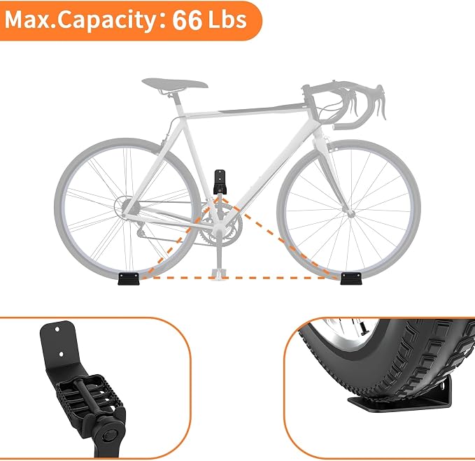 WALMANN 3 Pack Bike Pedal Hanger Wall Mount, Heavy Duty Horizontal Bike Rack - Image 5