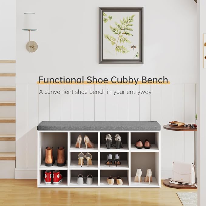 PayLessHere Shoe Bench Storage Bench 10 Compartments Shoe Organizer - Image 4