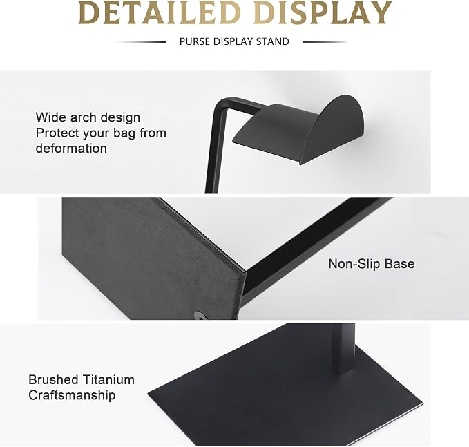 Purse Display Stand Adjustable Height Black Purse Rack - Image 3