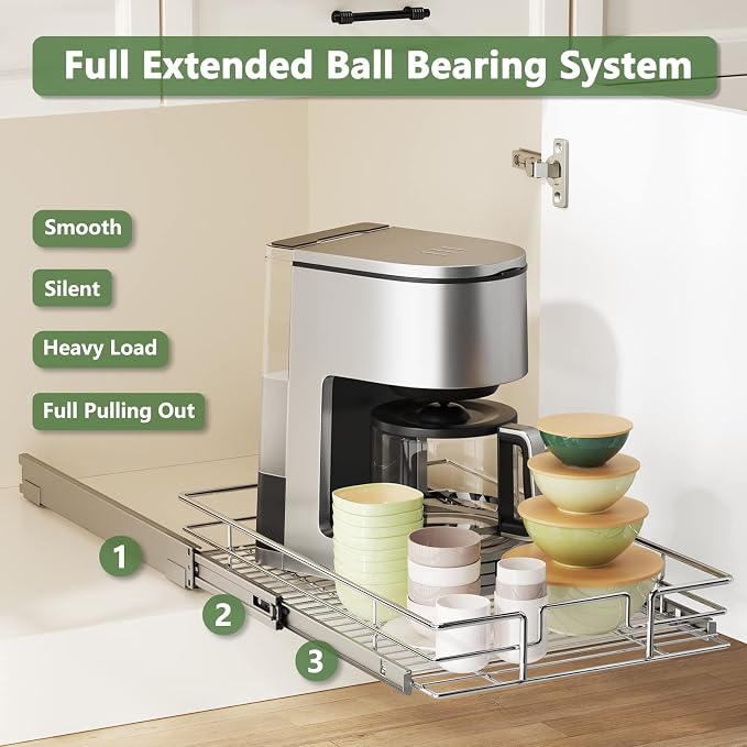 LOVMOR Pull Out Cabinet Organizer 10½"W x 21½"D, Kitchen Cabinet Pull Out - Image 2
