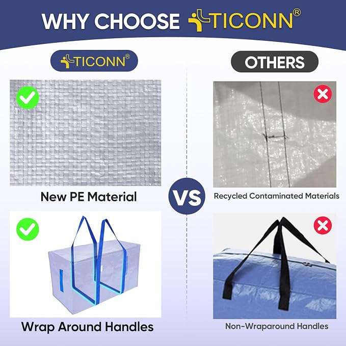 TICONN 8 Pack Extra Large Moving Bags - Image 2