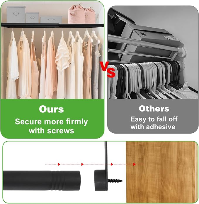 Expandable Closet Shelf, 16-53 Inches Metal Closet Rod Organizers and Storage - Image 3