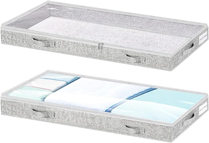 Low Profile Under Bed Storage, 3-Inch High Foldable Underbed Storage Bins by Tinharthy