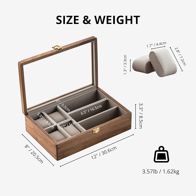 Muso Wood 7 Slot Men's Walnut Watch Box - Image 6