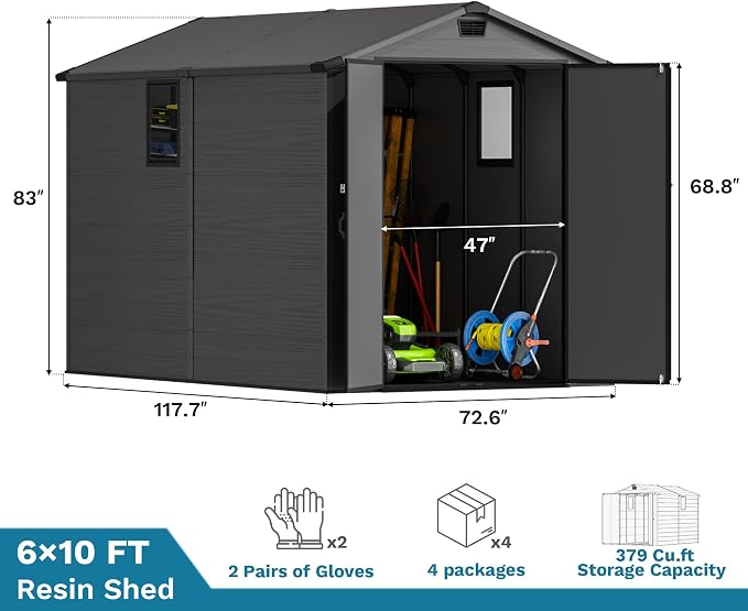 Devoko 6x10 FT Plastic Outdoor Storage Shed - Image 5