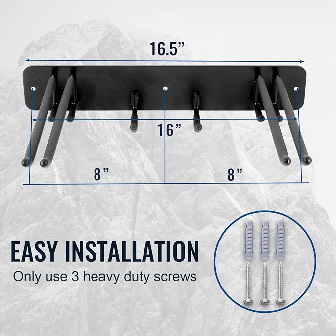 Wall Mount Ski Storage Rack, Garage Snowboard Storage Organizer 4 Pairs Metal - Image 2