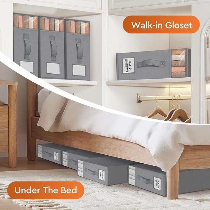 8 Pack Bed Sheet Closet Organizers and Storage, Sturdy Foldable Storage - Image 6